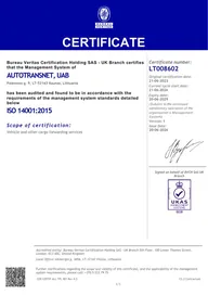 ISO 14001:2015 certificate