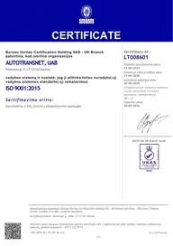 ISO 9001:2015 sertifikatas